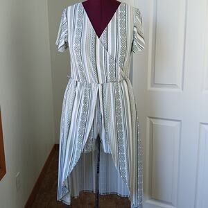 No Boundaries Walk Thru Dress Romper Jade Delight Juniors XL (15-17) Ikat green